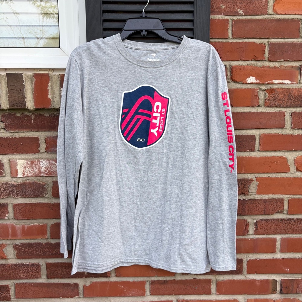 Fanatics St Louis City SC MLS Mens Long‎ Sleeve T-Shirt Gray Large